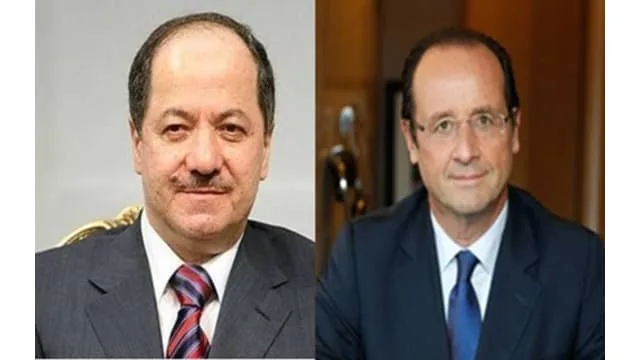 French President Francois Hollande calls President Barzani to declare French support