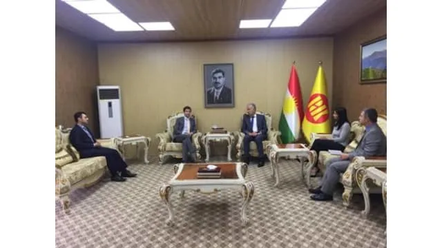 Emmanuel Bargues, political adviser to the European Institute of Peace (EIP), visits Mr. Hoshyar Siwaily at the Kurdistan Democratic Party Foreign Relations Office in Pirmam.