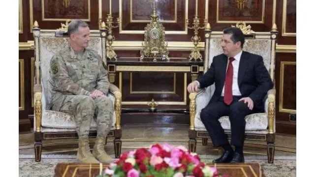 Masrour Barzani Chancellor Of Kurdistan Security Council meet with Major General Walter Piatt  Deputy Commanding General of CJTF-OIR.