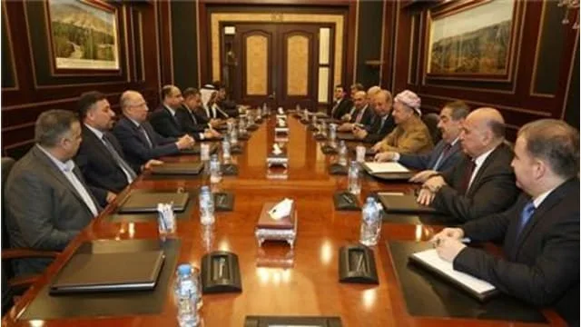 President Barzani receives a delegation representing the Iraqi National Axis Alliance in Salahadeen