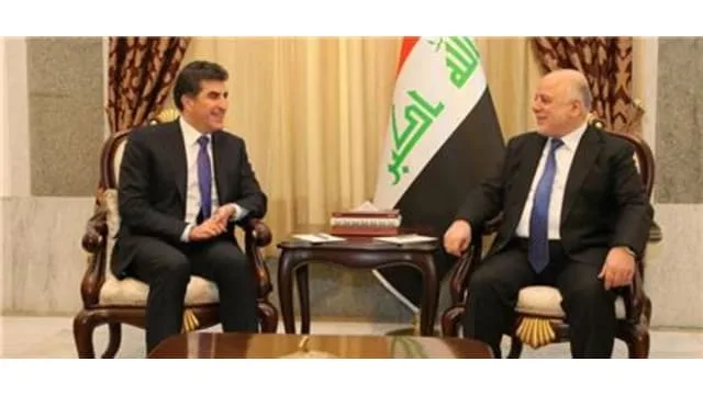 Nechirvan Barzani  the Prime Minister of the Kurdistan Region  meets with outgoing Iraqi Prime Minister Haider Abadi