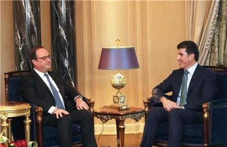 Nechirvan Barzani receives Francois Hollande former President of France.