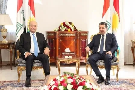 Kurdistan Region Prime Minister Masrour Barzani on Wednesday received Iraqi President Barham Salih in Erbil.