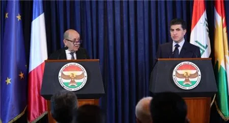 Kurdistan President, French FM Discuss Politics in Iraq, Conflicts in Syria