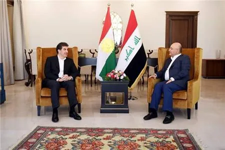 Nechirvan Barzani president of Kurdistan region and Barham Saleh President of Iraq meet in Slemani