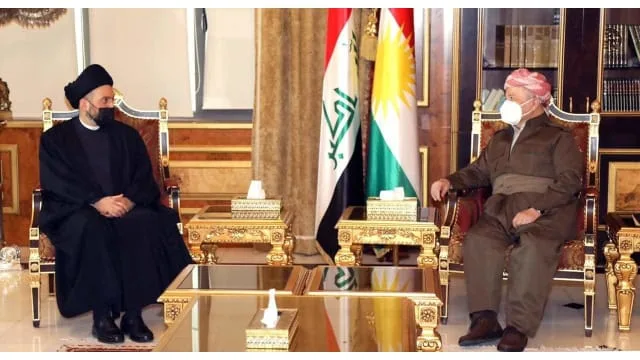 President Massoud Barzani welcomes Said Amar Hakim, President of the Al-Hakim Movement.