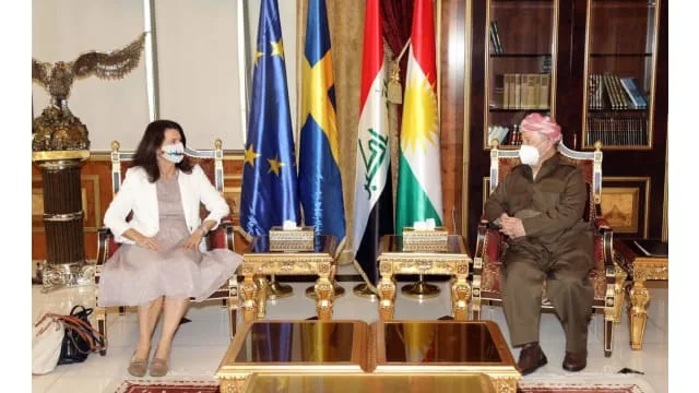 President Masoud Barzani receives Swedish Foreign Minister, Ms. Ann Lindy and a delegation. 
