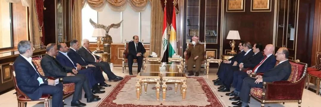 President Masoud Barzani receives a high-level delegation from the Coordination Framework
