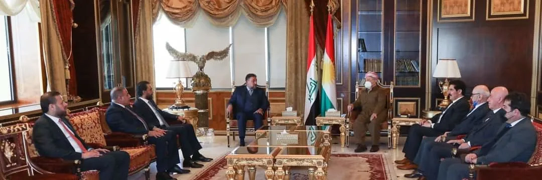 President Masoud Barzani welcomes a high delegation of Taqdoum and Azm Coalition