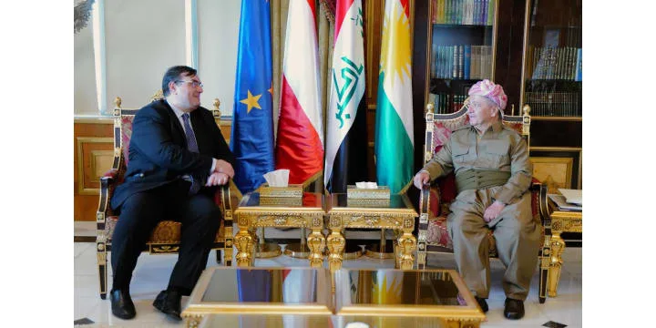 On Monday, President Masoud Barzani received the new Austrian Ambassador to Iraq, Andrea Nassi.