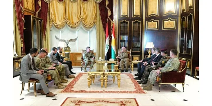 President Masoud Barzani received General Joel Vawell, Commander of the Combined Joint Task Force-Operation Inherent Resolve (CJTF-OIR) and his accompanying delegation in Salahaddin on Tuesday.