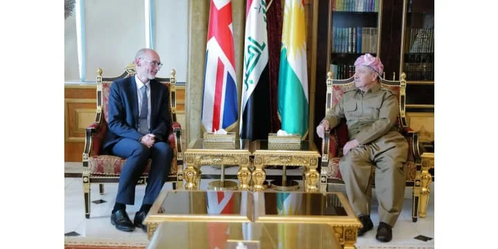 President Masoud Barzani welcomed British Ambassador to Iraq Steve Hitchen.