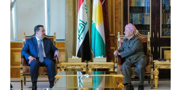 الرئيس بارزاني يستقبل رئيس مجلس وزراء العراق الاتحادي