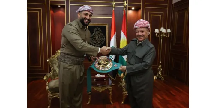 الرئيس بارزاني يستقبل بطل العالم في الملاكمة عكيد كابايل