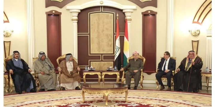 الرئيس بارزاني يستقبل عدداً من الأمراء ورؤساء وشيوخ ووجهاء العشائر من محافظات جنوب ووسط العراق