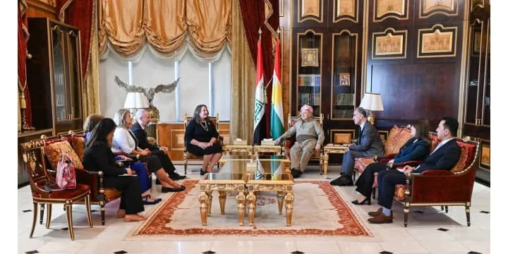 الرئيس بارزاني يستقبل القنصلين الجديد والسابق للولايات المتحدة الأمريكية في أربيل