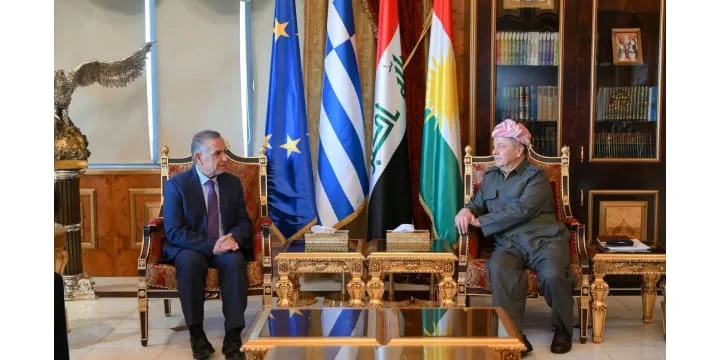 الرئيس بارزاني يستقبل السفير اليوناني لدى العراق