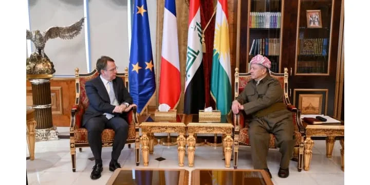 السفير الفرنسي يشيد بدور الرئيس بارزاني في تهدئة التشنجات والاضطرابات في سوريا