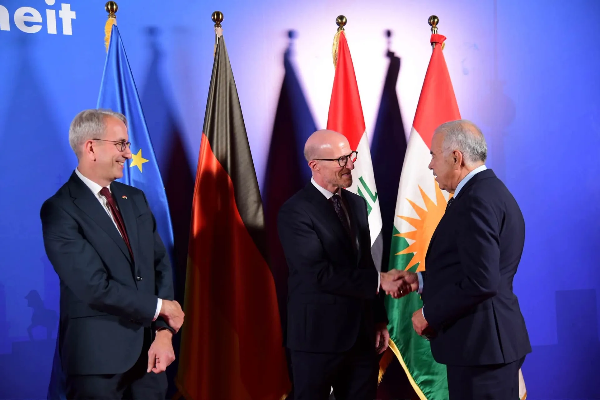 Kurdistan Democratic Party (KDP) Foreign Relations Office delegation Headed by Hoshyar Siwaily, attended the reception marking German Unity Day.